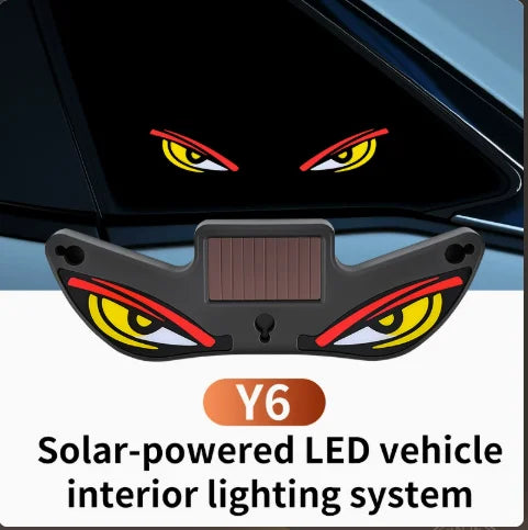 2026 Solar LED Devil Eyes Windshield Warning Flashing Signal Indicator Car LED Ambient Lights with Suction Cup for Auto Window