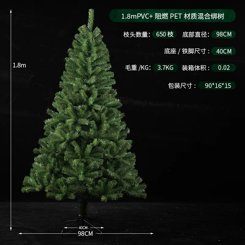 Árvore de Natal em PVC criptografado, tamanho grande, pontiaguda, para decoração de hotéis, shoppings e casas, árvore de Natal para chão.