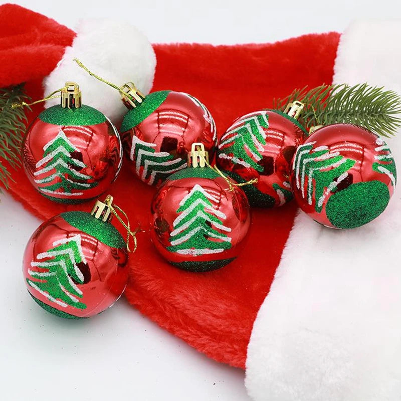 6 Peças/caixa Bolas de Natal de 6cm Enfeites Pendentes para Árvore de Natal Decorações de Natal para Casa 2026 Presente de Ano Novo