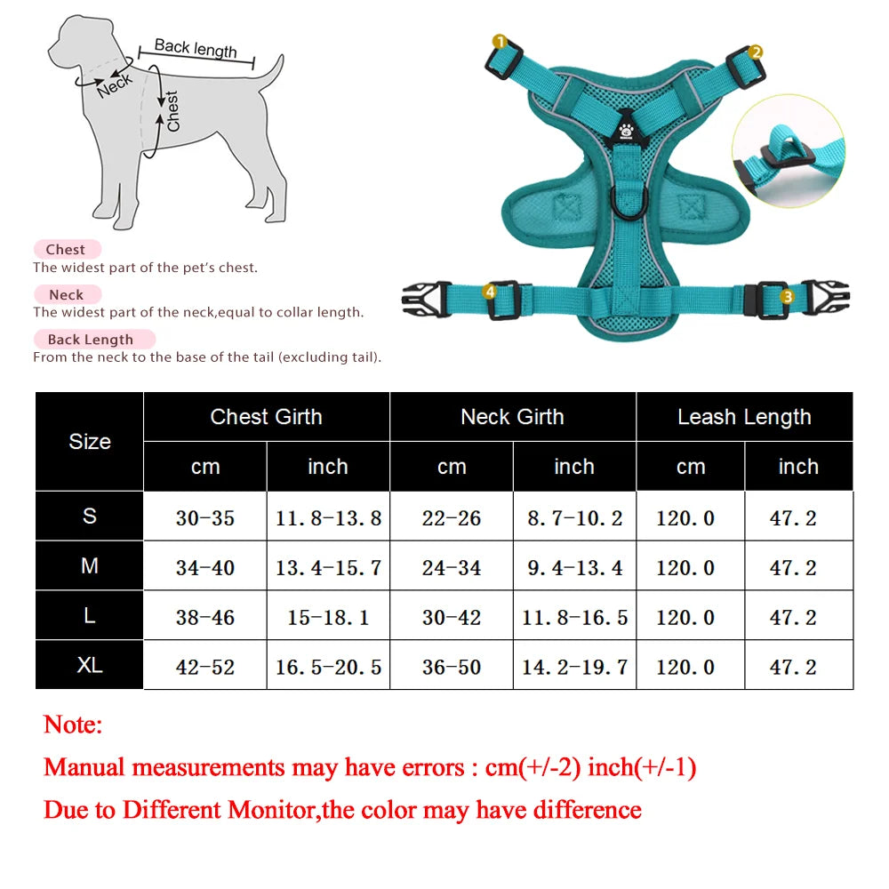 Conjunto de Arnês e Coleira para Cães Pequenos: Acessórios Essenciais para Bulldog Francês, Pug, Pitbull e Filhotes - Coleira Peitoral para Cães