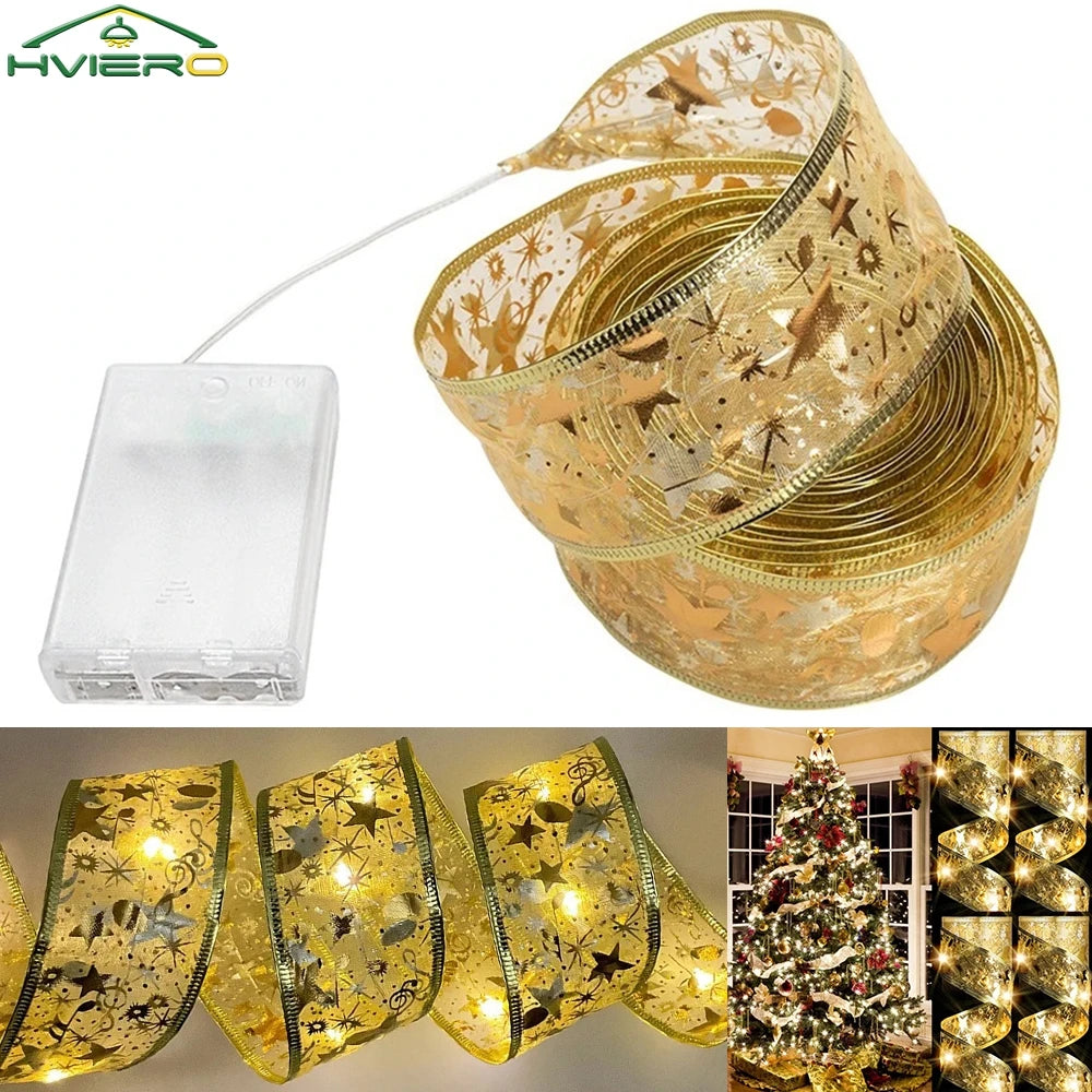 Fita fada discoteca luz árvore de natal branco quente decoração atmosfera ouro ano novo para festa buquê diy arco corda lâmpada