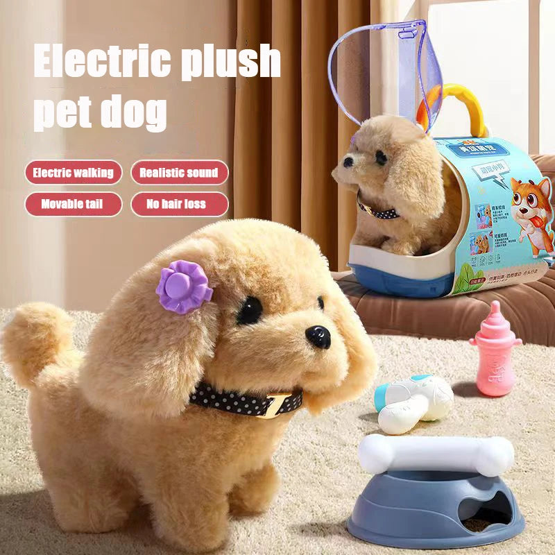 Novo brinquedo eletrônico para cães de estimação, brinquedo interativo para caminhada, boneca de pelúcia, brinquedo vibratório, movimento automático, filhote de cachorro elétrico, presente para bebês e crianças