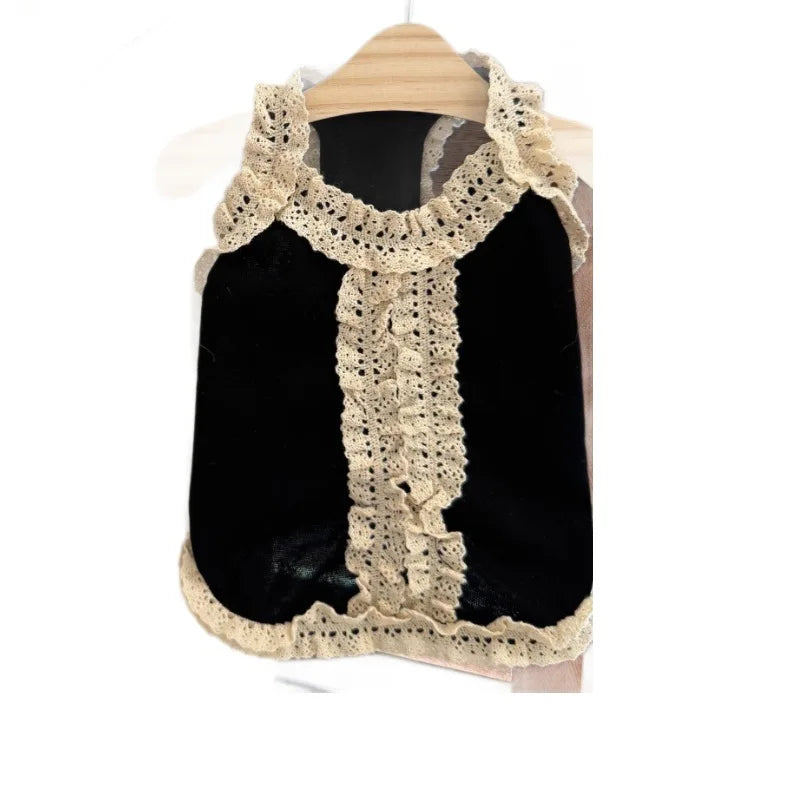 Camiseta de Renda Fofa para Pets, Top Sem Mangas para Cães Pequenos, Roupas para Filhotes Teddy Yorkshire