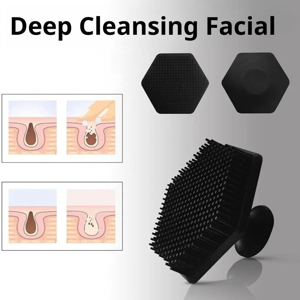 Portable Hexagonal Silicone Facial Cleansing Brush, Soft Exfoliating Face Scrubber for Deep Pore Cleaning