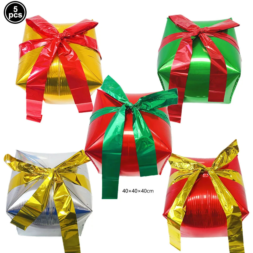 Balão Metalizado de Natal: Boneco de Neve, Rena, Árvore de Natal, Caixa de Presente, Bengala Doce, Luminária de Rua - Decoração de Festa de Inverno e Natal