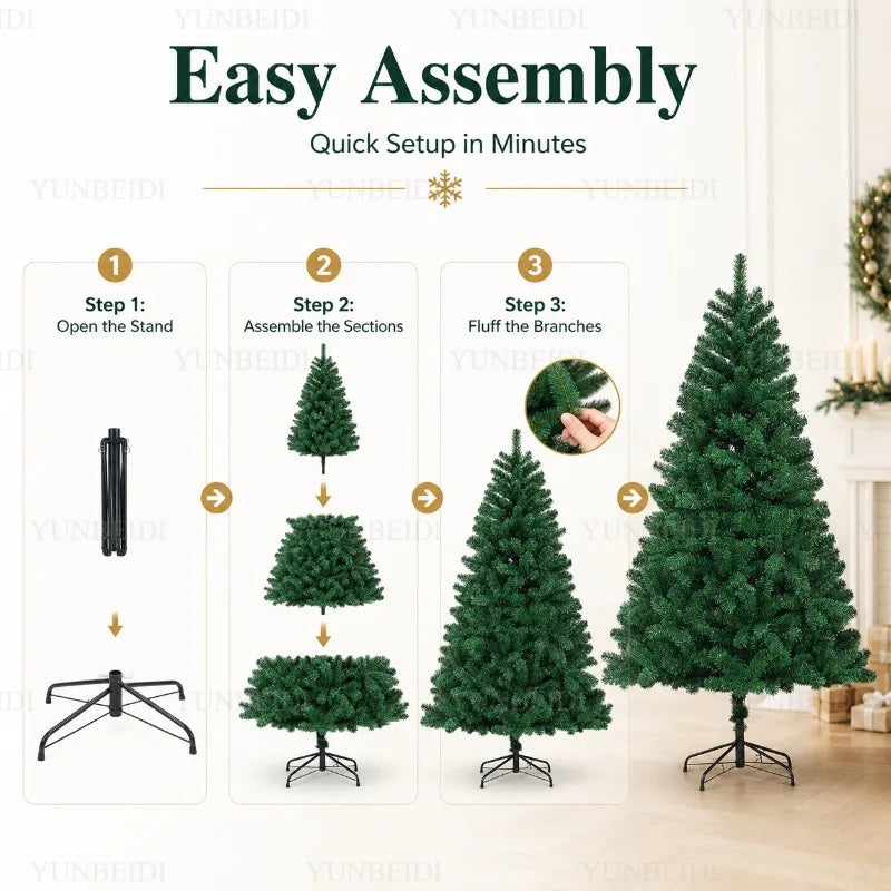 Árvore de Natal Artificial Grande em PVC com Luzes LED, de 120cm a 300cm, Decoração para Festa de Natal e Ano Novo em Família