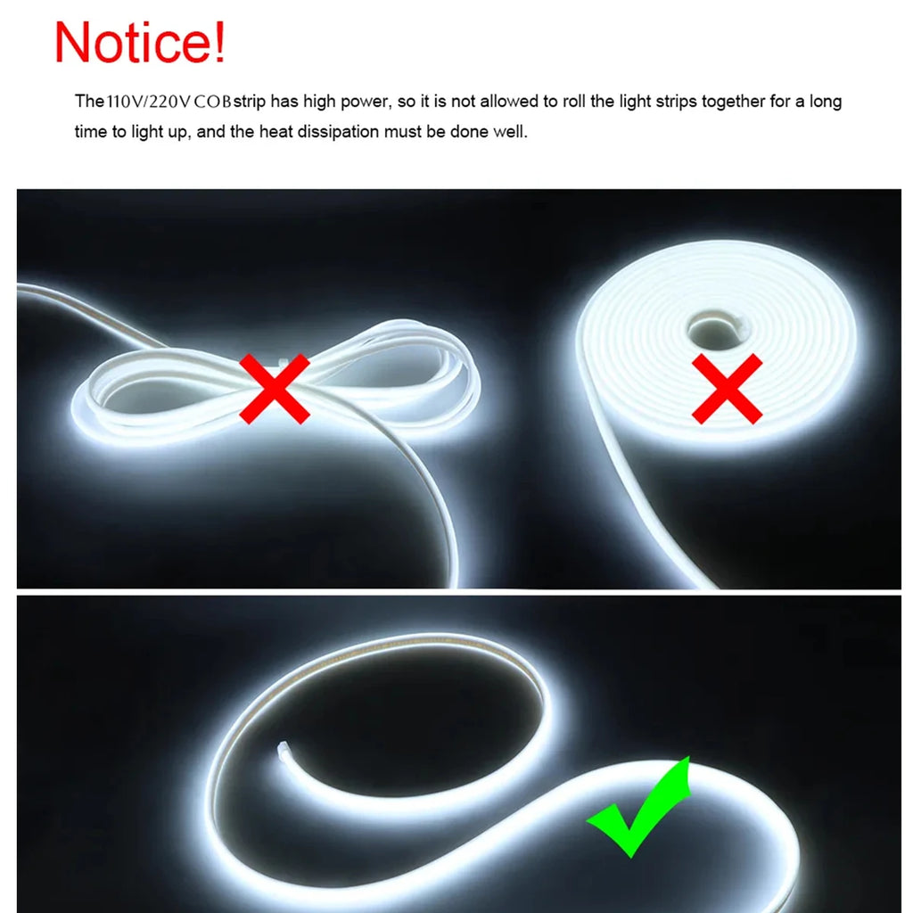 1m-35m brilho surper cob led luz de tira 288leds/m ra90 220v ao ar livre tubo de silicone à prova dwaterproof água para quintal piscina caminho