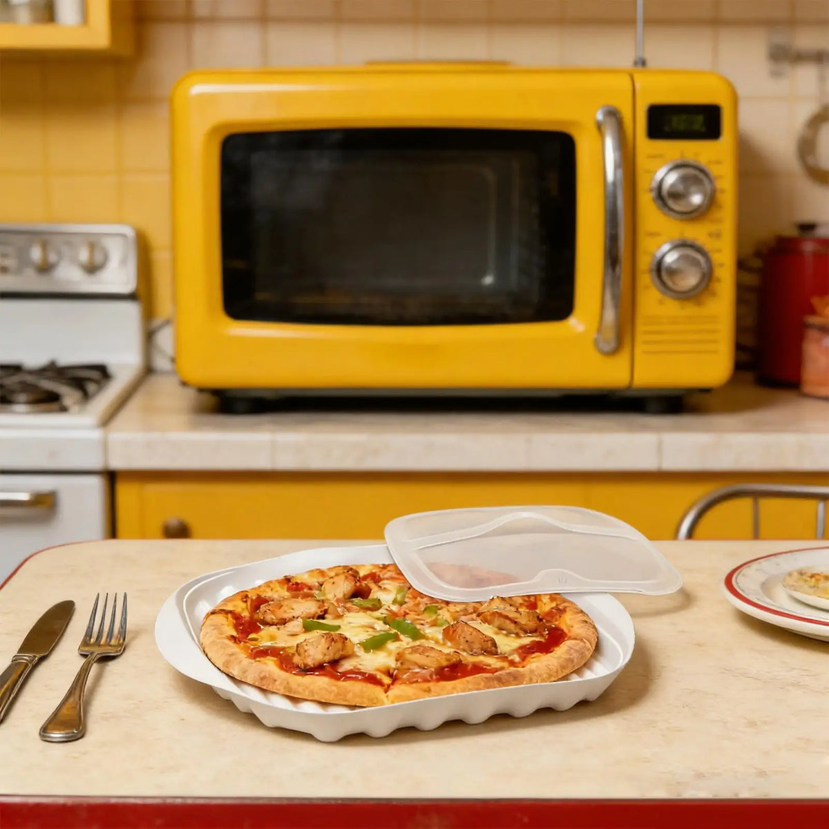 Assadeira para bacon no micro-ondas com tampa, panela para cozinhar bacon no micro-ondas, assadeira para micro-ondas, utensílio de cozinha, adequada para bacon, pizza, assados.