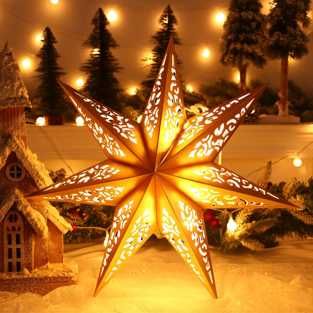 Estrela oca pendurado pingentes ramadan decoração 2024 para casa navidad natal noel presentes enfeites de natal ano novo 2024
