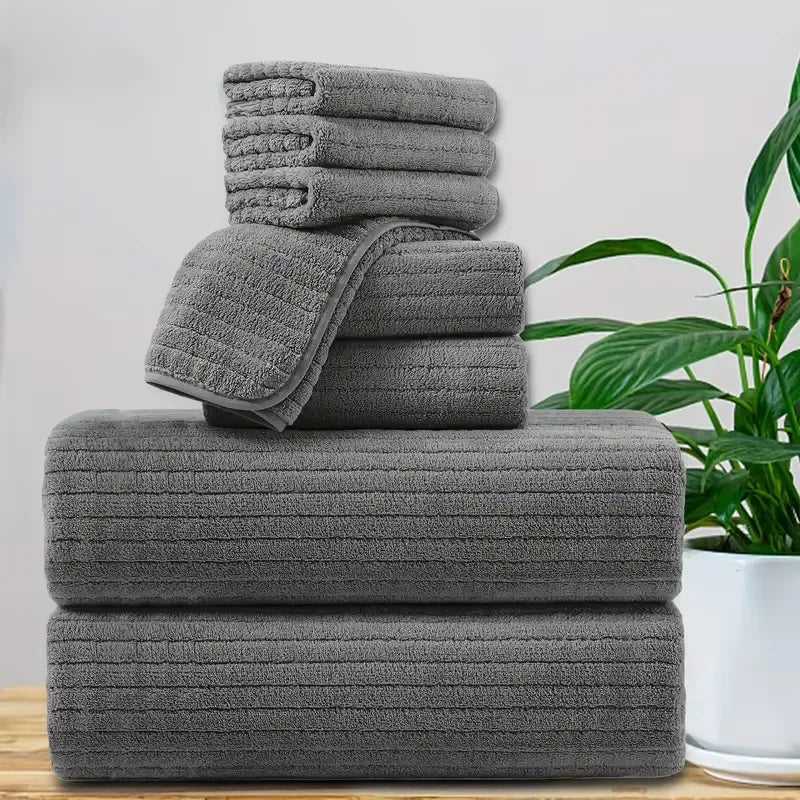 Conjunto de Toalhas de Banho com 8 Peças - 4 Toalhas Faciais + 2 Toalhas de Mão + 2 Toalhas de Banho - Toalhas Absorventes de Secagem Rápida e Macias para o Banheiro Kasa & Pet