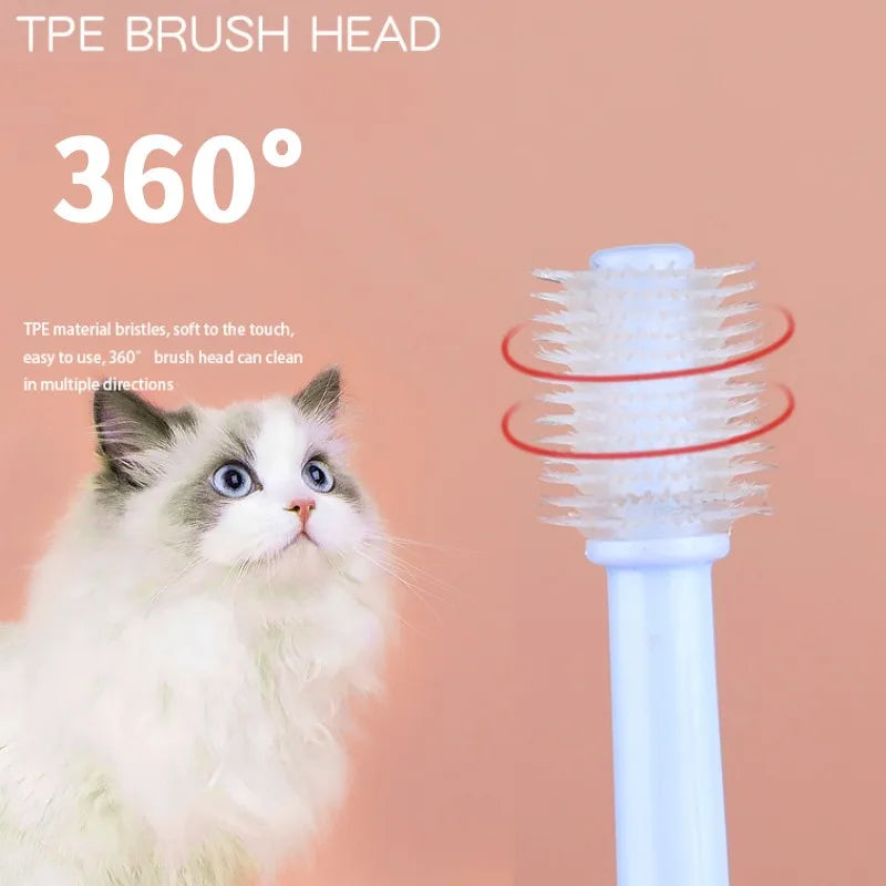 Pequena cabeça Pet Toothbrush, 360-degrees Dog Teeth Cleaning, Soft Hair Cat Tooth Brush, Pet Products