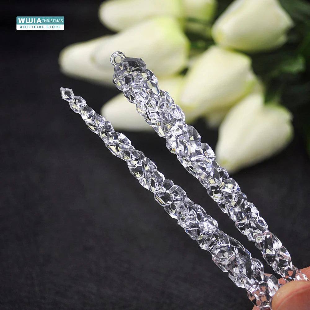 Simulação de Natal Icicles acrílicos, ornamento de Natal, gelo falso para festa de inverno, decoração de ano novo, 15cm, 6 peças