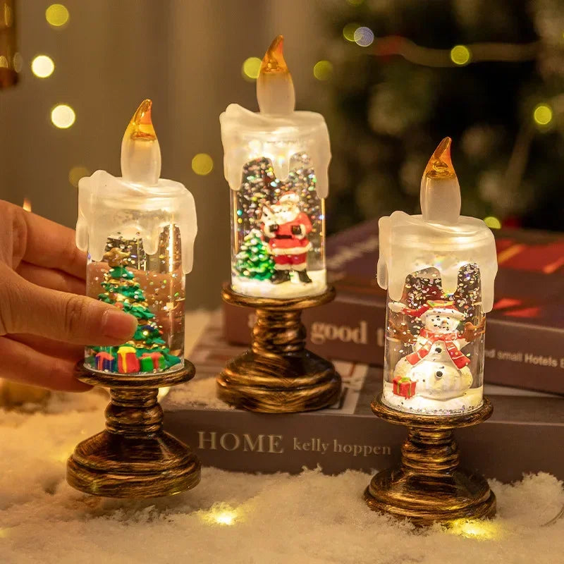 Natal led vela globo de neve luzes nevando floco de neve lâmpadas decorativas presentes criativos do feriado para decoração de natal