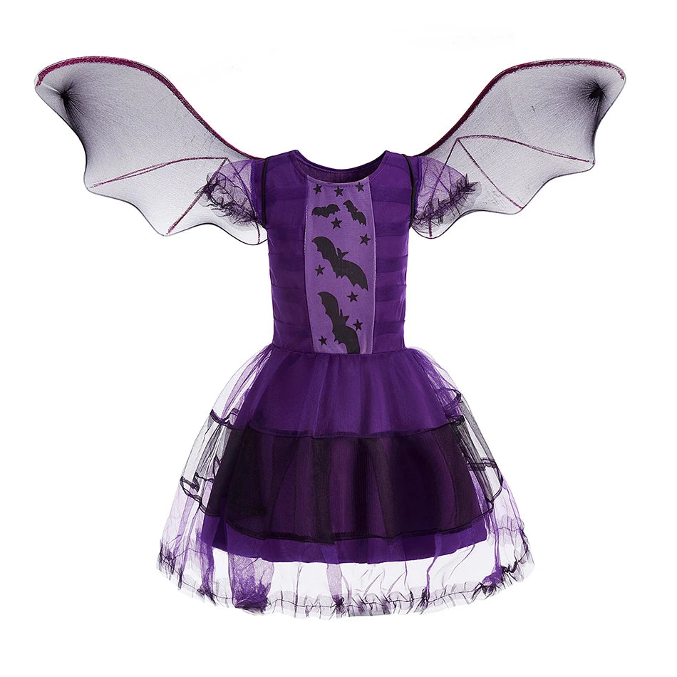 Crianças traje de bruxa meninas conto de fadas feiticeiro vestido crianças halloween abóbora roupas bebê bat aranha festa cosplay outfit 2-15t