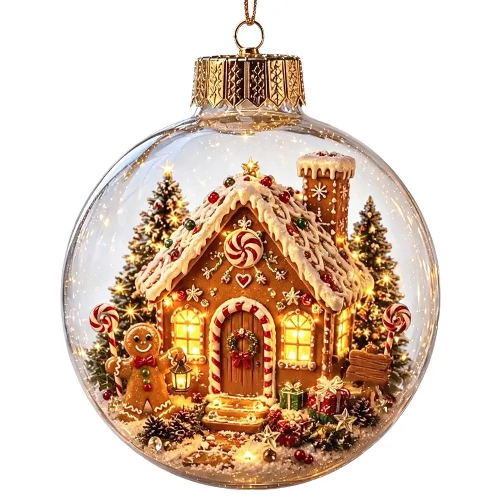Decorações de Natal com Luzes, Criativas, com Temas de Quebra-Nozes, Rena, Boneco de Neve, Árvore de Natal Brilhante, Pingente de Bola de Cristal