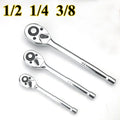 Chave de catraca, 1/4 ''3/8'' 1/2 '' Drive 24 dentes catraca de soquete reversível com liberação rápida, liga de cromo, totalmente polido