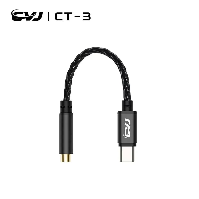 CVJ CT-3 Portable DAC Type-C to 3.5mm/4.4mm Earphone Cable CX31993 Chip 8 Weaving Silver-Plated Hifi Quality Sound Presentation