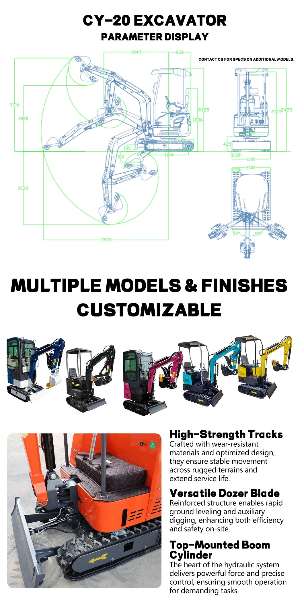 Escavadeira personalizada com motor EURO 5 EPA, 1,2 toneladas, 1,8 toneladas, motor Kubota, miniescavadeira, cabine multifuncional, entrega rápida - Kasa & Pet