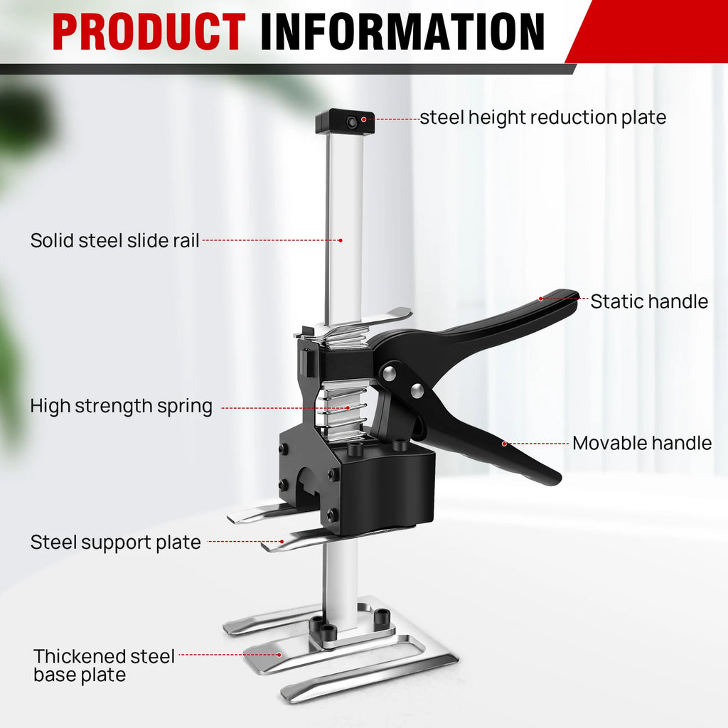 Gato de braço para economia de trabalho, conjunto leve de ferramentas de levantamento manual com altura ajustável, altura ajustável de 0-17 cm, peso máximo de 170 kg