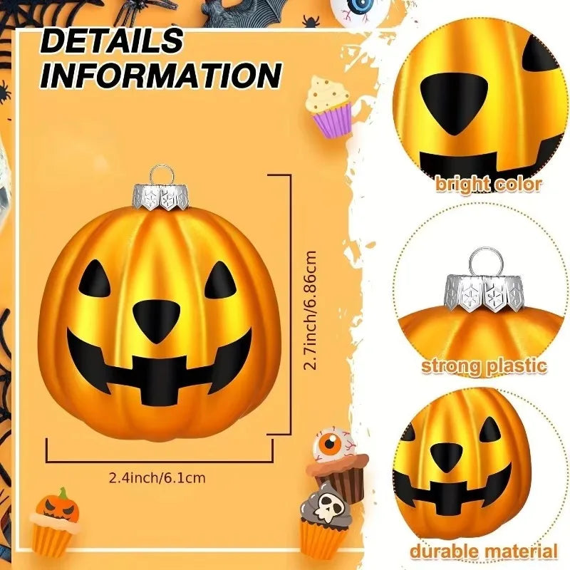 Enfeites Suspensos de Halloween: Fantasminha Branco Fofo e Abóbora Laranja, Decorações Mini de Plástico para Árvore de Halloween, Decoração de Festa