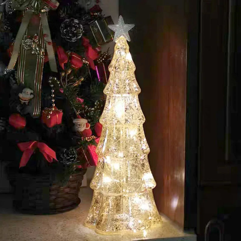 Árvore de natal luz noturna de vidro para casa natal romântico feriado atmosfera arbol de navidad ornamentos led decoração luminosa