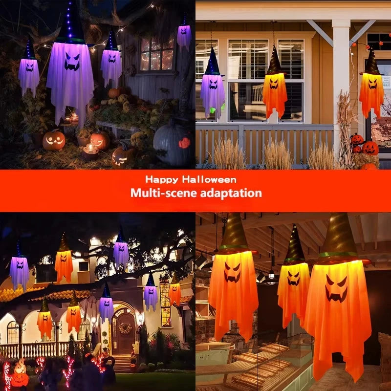 Decoração de Halloween com Fantasma Luminoso LED para Casa, Interior e Exterior, Casa Assombrada, Bar, Adereços de Terror Suspensos, Decoração de Fantasma com Luzes