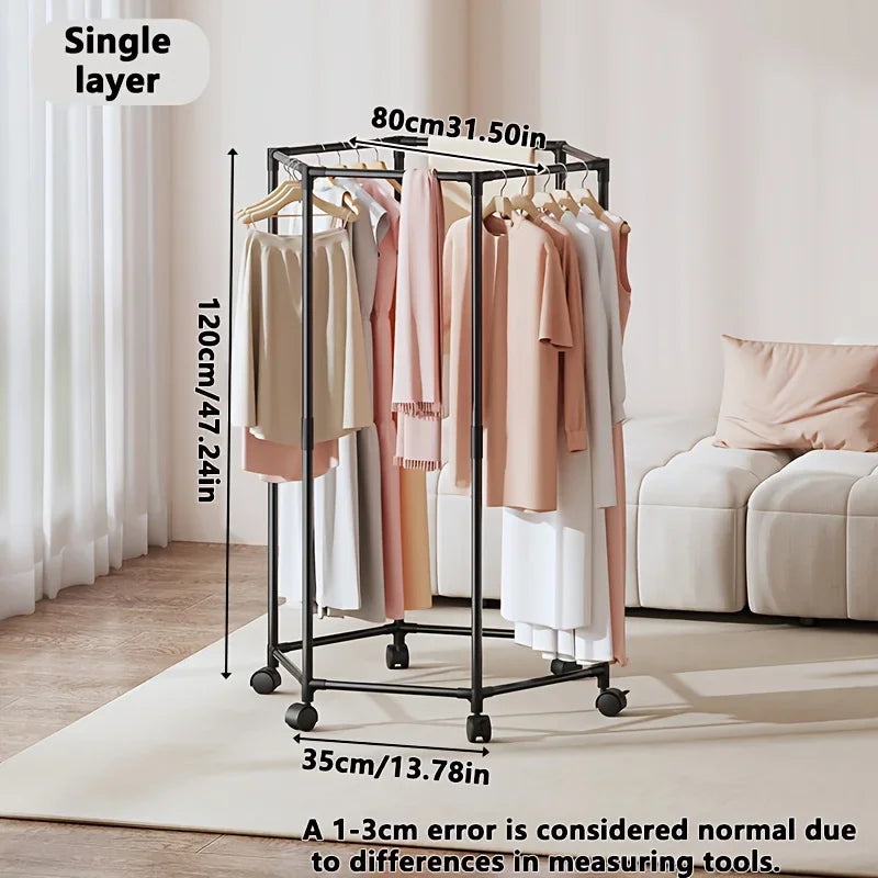 Cabides, rack de secagem de roupas com rodas, varal que economiza espaço para casa, construção de metal resistente, para varanda, sala de estar