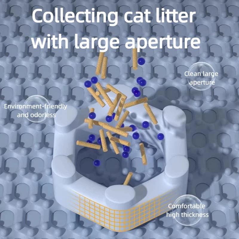 Tapete para Areia de Gato com Design de 2 Camadas, Tecnologia Premium de Retenção de Areia, Base Impermeável, Protetor de Piso Antiderrapante para Gatos de Interior