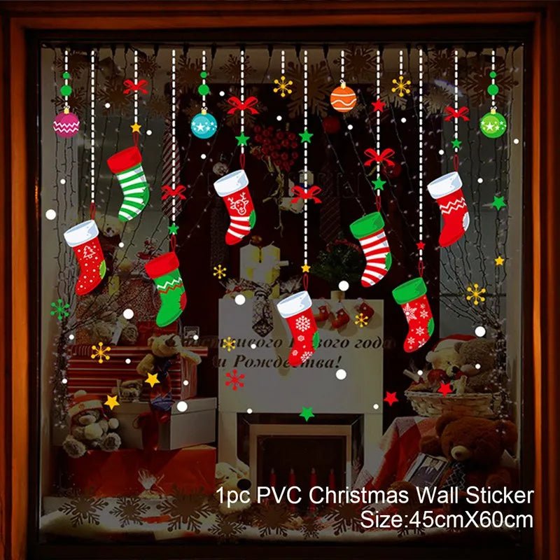 Adesivo de janela de natal, decorações de feliz natal para casa 2024, ornamento de natal, presentes de natal, ano novo 2025