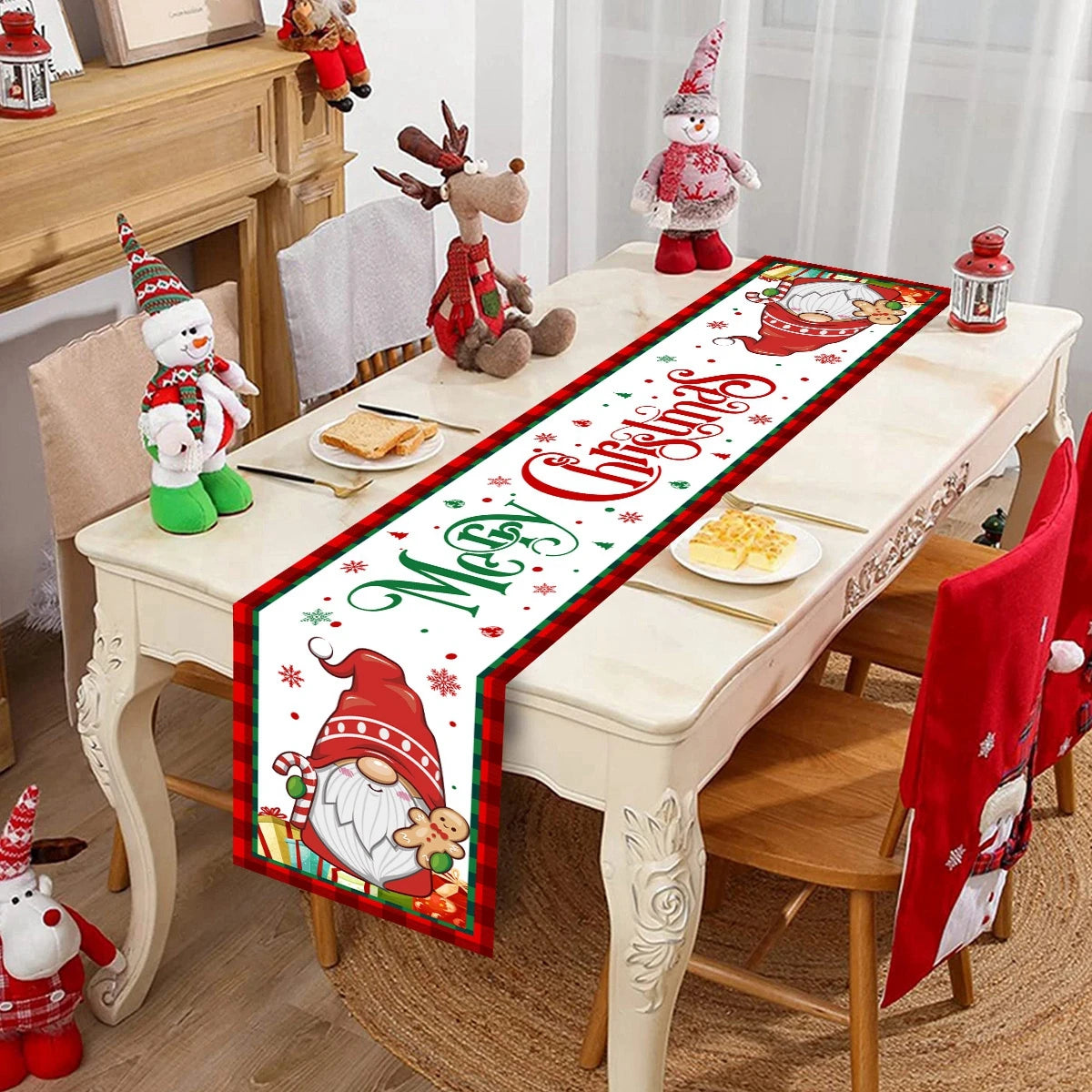 Natal papai noel corredor de mesa navidad natal noel árvore boneco de neve bandeira de mesa feliz natal decoração para casa 2025 ano novo 2026