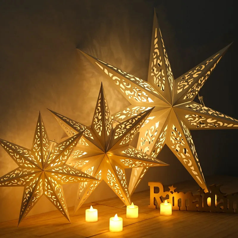 Estrela oca pendurado pingentes ramadan decoração 2024 para casa navidad natal noel presentes enfeites de natal ano novo 2024