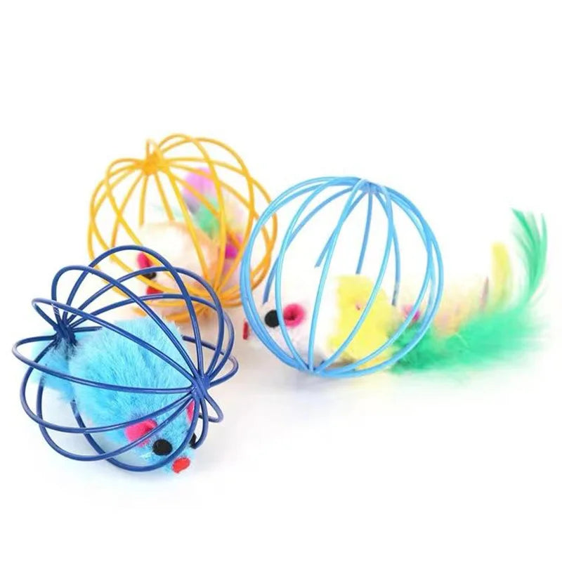 Rato colorido popular na gaiola brinquedo do gato dentro da areia interativo perseguição brinquedo do rato do gato