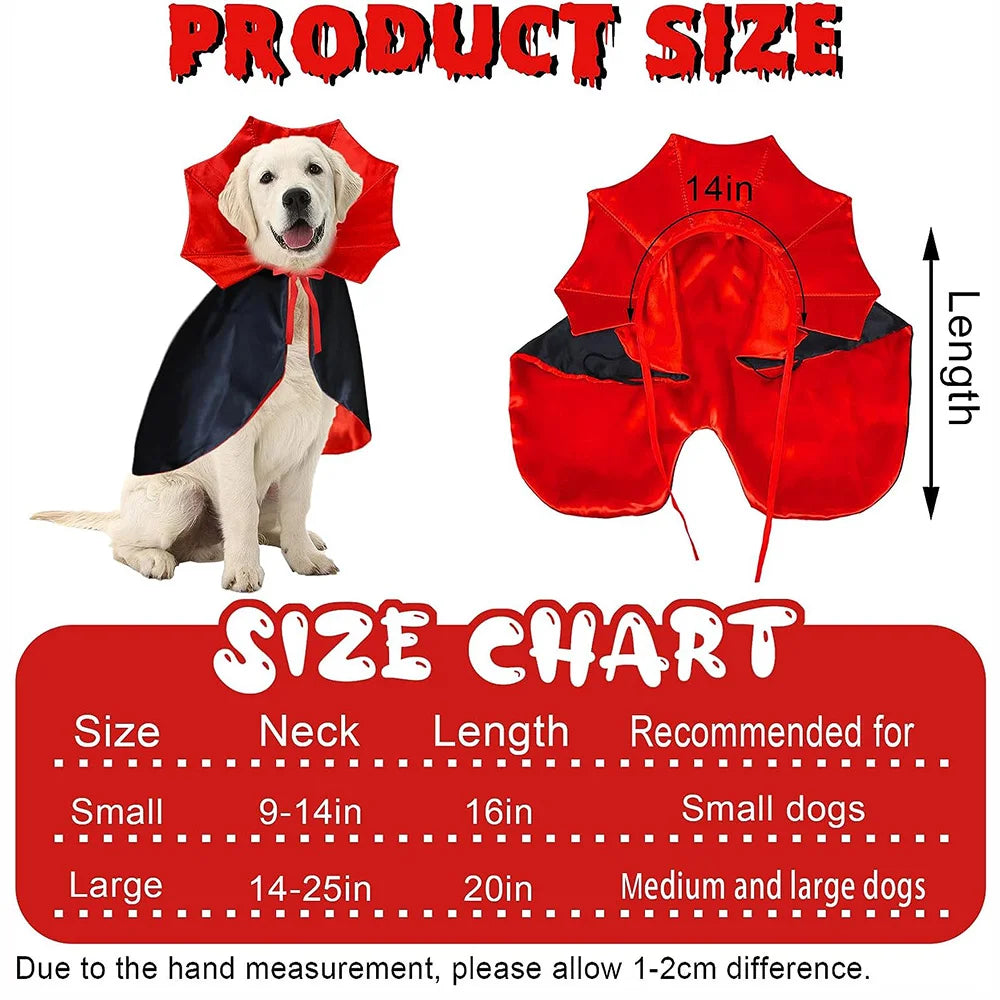 Halloween Vampire Cloak para Pet, Fantasias Cosplay para Cachorro Pequeno, Gato, Gatinho, Vestido de Cachorrinho, Roupas Kawaii, Acessórios para Gato, Bonito