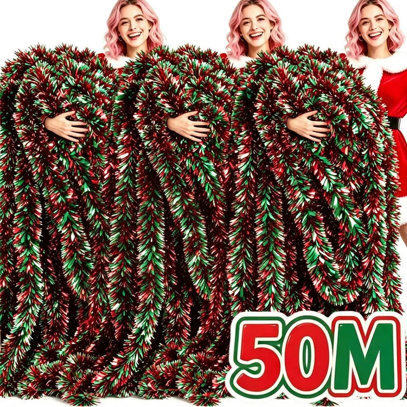 Guirlandas de Natal com Fitas e Laços para Decoração de Balcões, Enfeites para Árvore de Natal, Decoração de Festas e Casa, Adereço Pendente