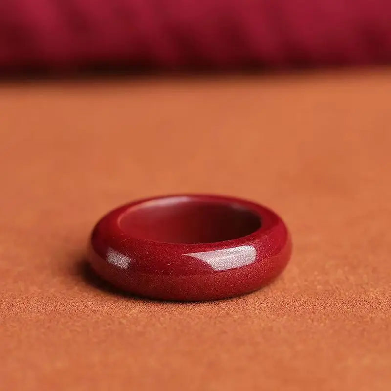 Anel de cinábrio, círculo liso de areia dourada roxa, ano de Natal masculino e feminino, anel vermelho