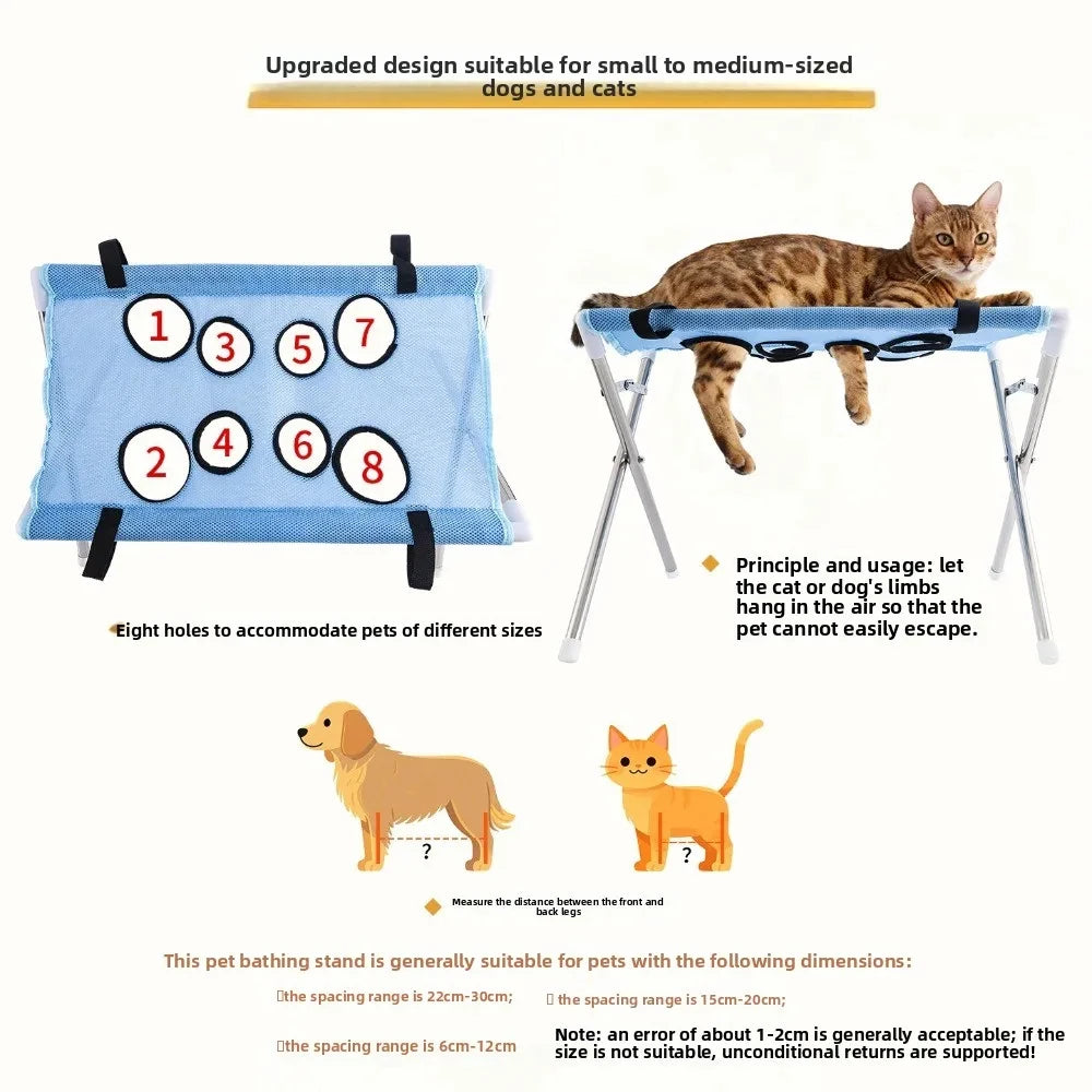 Suporte Portátil Ajustável para Banho e Tosa de Pets - Rede de Contenção Dobrável para Cães e Gatos