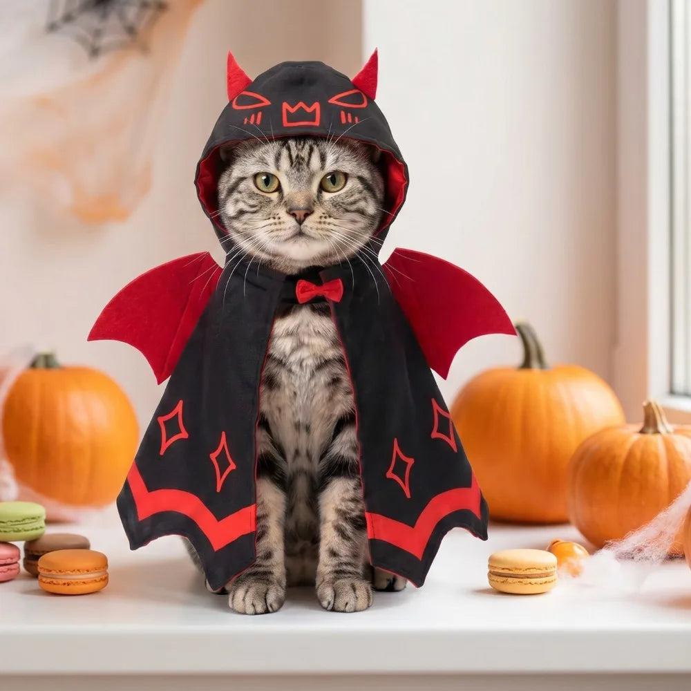 Capa de Asas de Morcego para Animais de Estimação no Halloween, Fantasia de Cosplay Fofa para Vestir Gatos e Cães Pequenos, Roupas para Festas e Eventos.