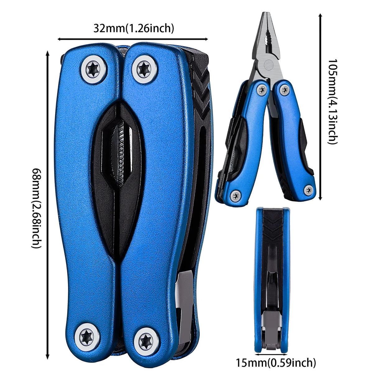 Alicate dobrável multifuncional profissional, mini ferramentas manuais EDC bolso portátil de aço inoxidável, terno de sobrevivência para acampamento ao ar livre - Kasa & Pet
