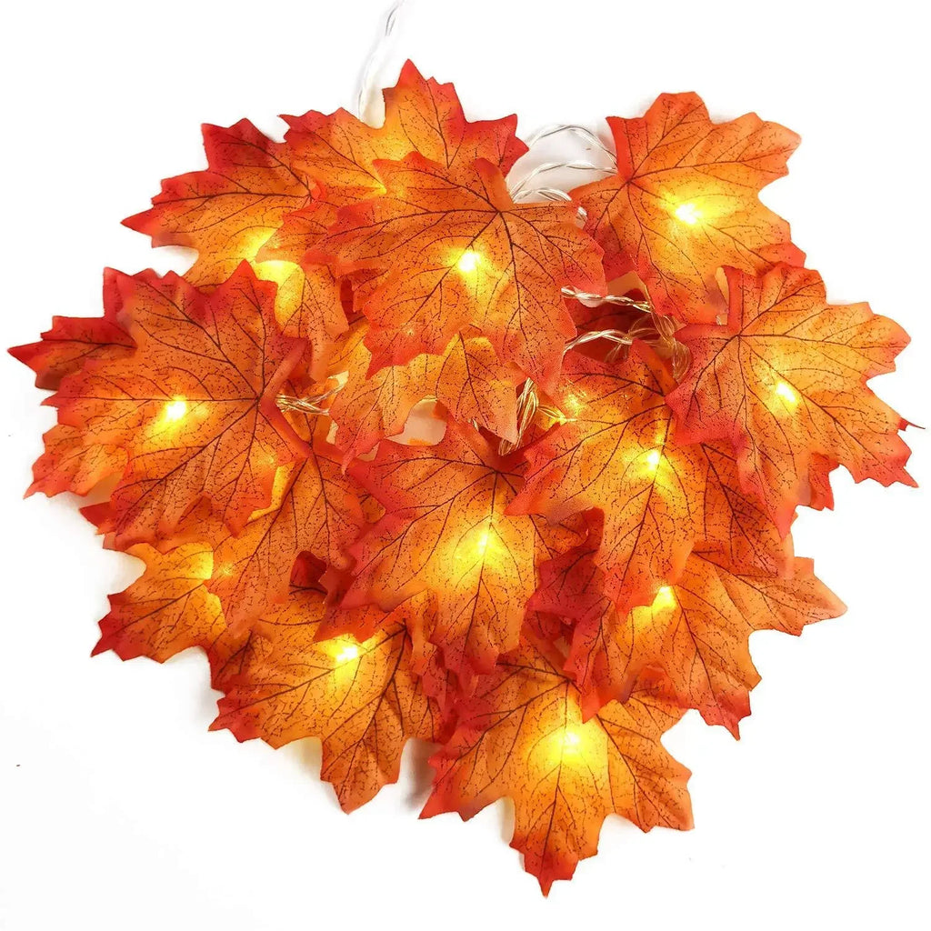2/3/6m decoração de natal folhas de bordo artificiais folhas led luz corda lanterna guirlanda festa em casa diy deco halloween novo sim