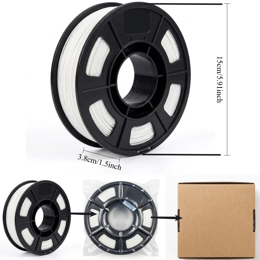 Filamento PETG de 1,75 mm, filamento durável para impressão 3D, com baixíssimo desperdício de material, excelente adesão entre as camadas e alta resistência, 250 g.