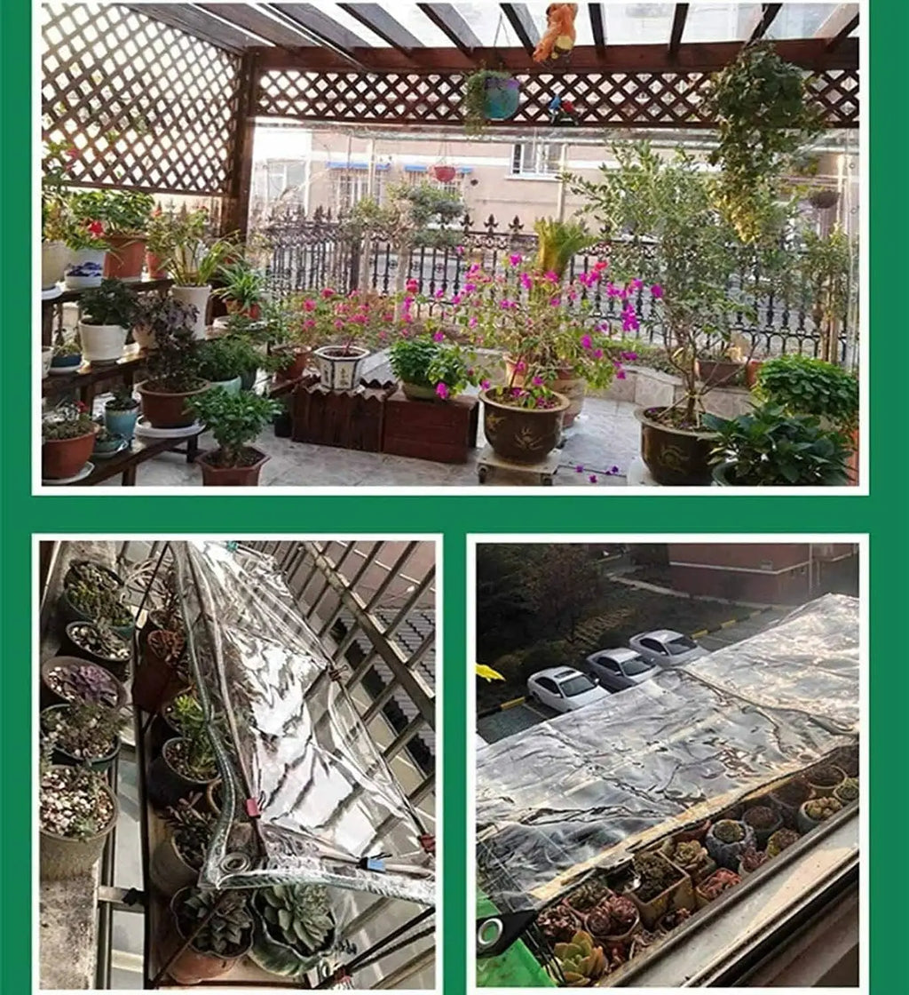 Encerado Plástico com Ilhós para Móveis de Jardim, Transparente, Impermeável, PVC, Estufa de Plantas, Pet Hutch, Telhado Coberto, Impermeável