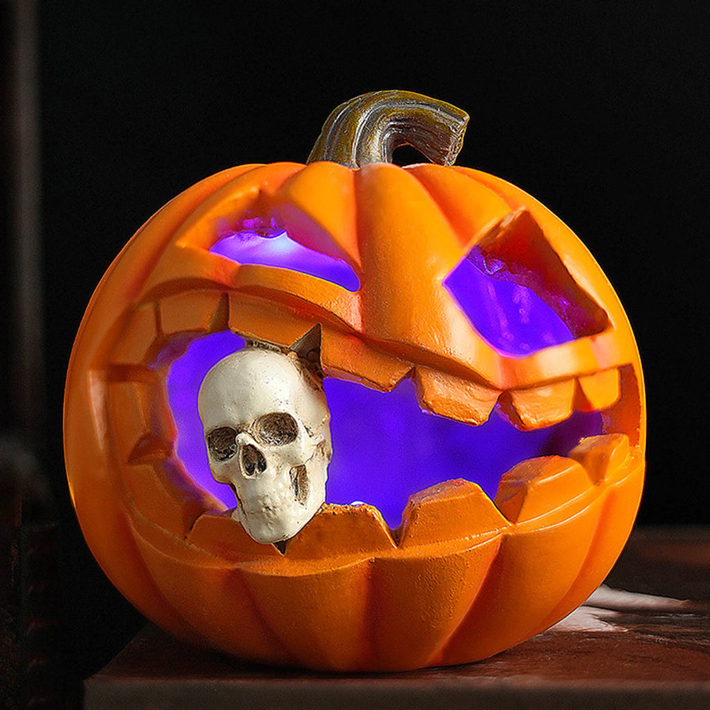 Halloween fantasma abóbora lanterna decoração abóbora comendo crânio estátua peças centrais de mesa para porches jardins pátios ornamento