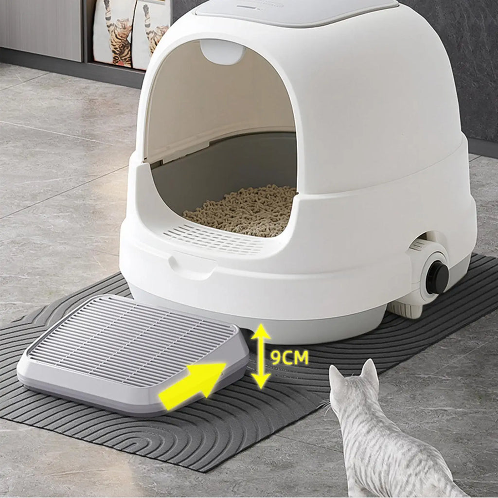 Tapete Coletor de Areia para Gatos, Rampa Elevada de Dupla Camada com Função de Filtro, Antiderrapante, Fácil de Limpar