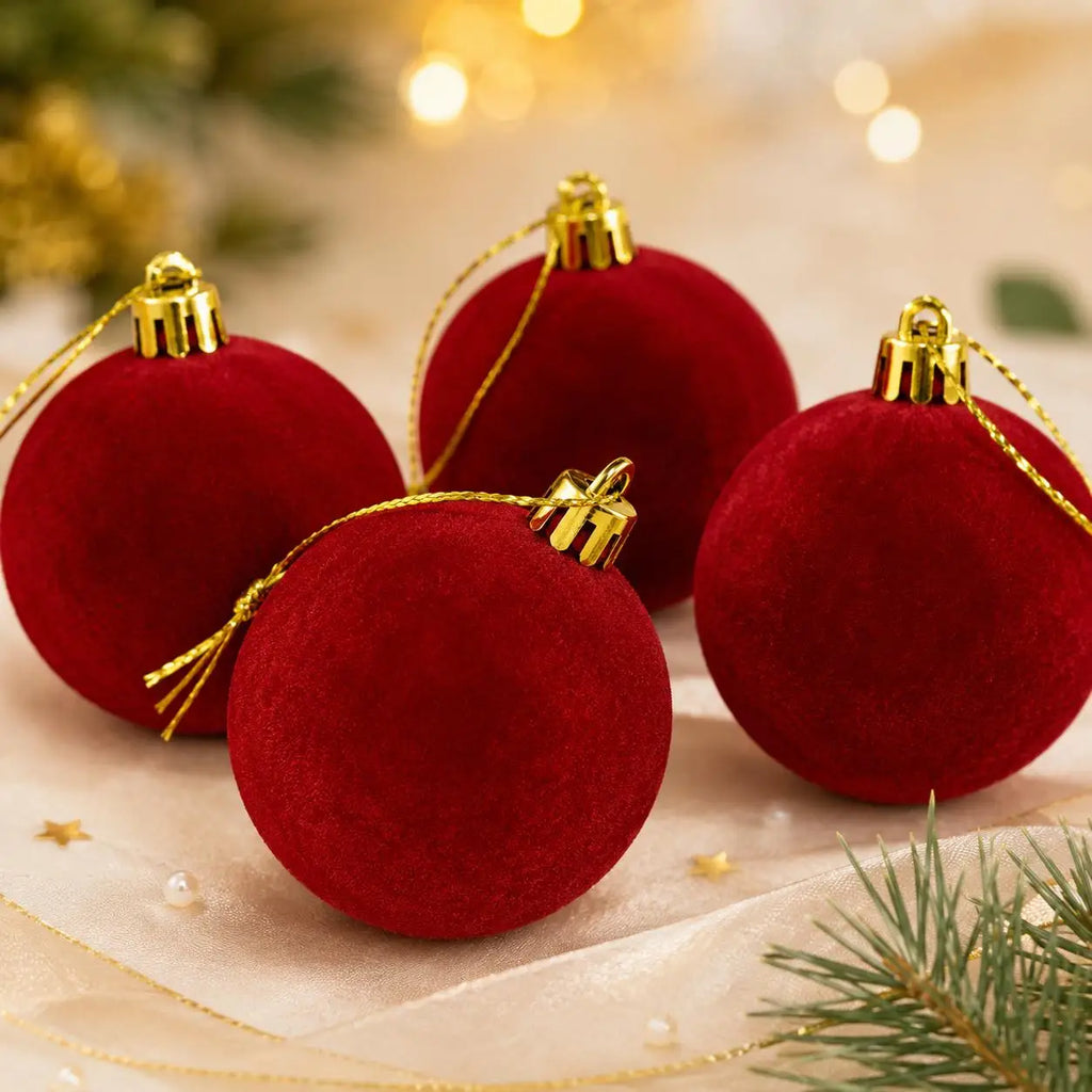 Conjunto de 34/16 Bolas de Natal em Veludo Borgonha, Decorações Perfeitas para Árvore de Natal - Enfeites de Bolas de Natal para Halloween, Ação de Graças, Aniversários e Casamentos, Decorações Duráveis de Plástico