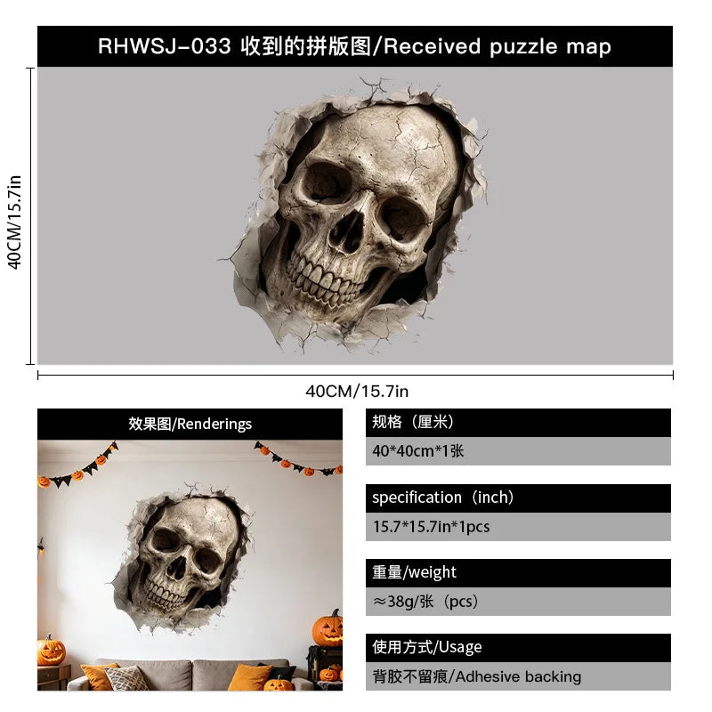 Adesivos de Parede de Esqueleto de Halloween, Decoração Divertida para Sala de Estar e Quarto