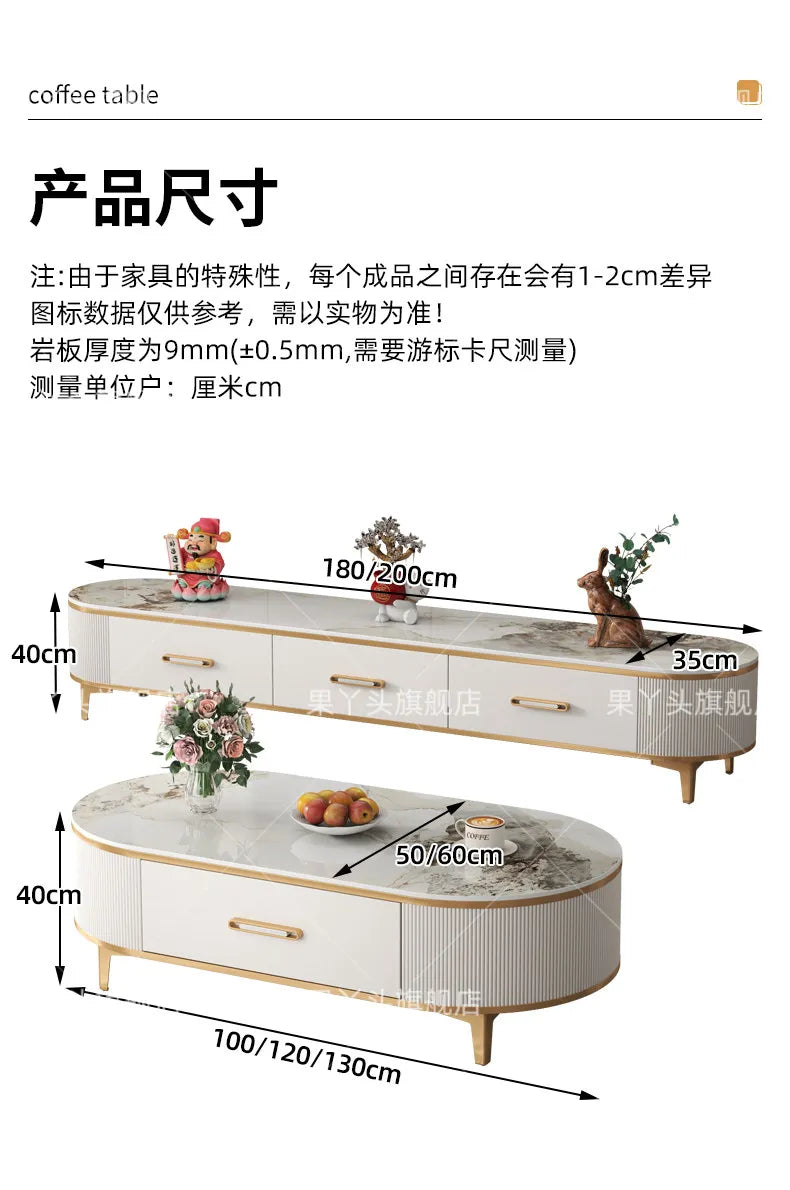 Mesa de Jantar, Mesa de Centro para Escrita e Café, Gavetas Móveis, Mesa Lateral de Luxo com Armazenamento para Sala de Estar, Mesa Auxiliar Moderna, Móveis Modernos