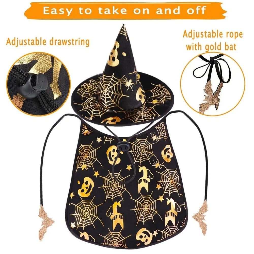 Engraçado abóbora animal de estimação trajes de halloween capa ajustável macio gatos cosplay roupas morcego preto halloween animal de estimação vestuário festa