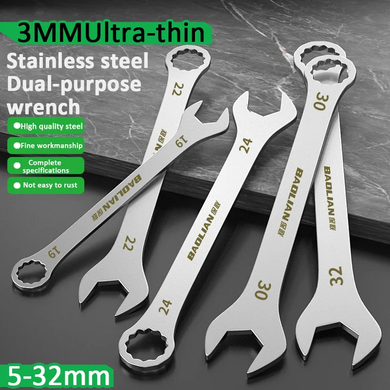 Chave de extremidade aberta fina 5-32mm chave de catraca multi-função dupla extremidade fixa chave aberta bicicleta motocicleta ferramentas de reparo de carro