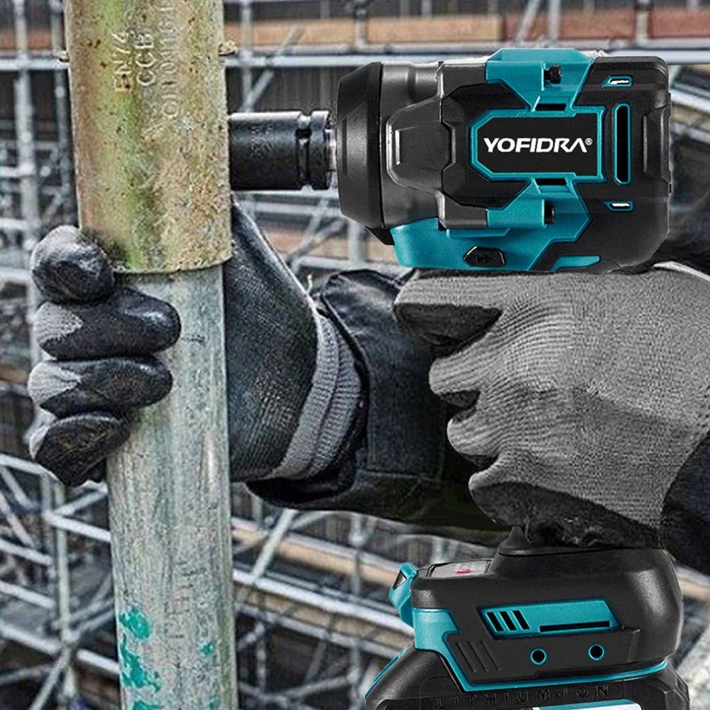 Yofidar com chave de impacto elétrica sem escova, 1200n.m, 5 engrenagens, 1/2 '', chave de fenda, ferramenta elétrica de reparo de carro para makita, pino de bateria de 18v