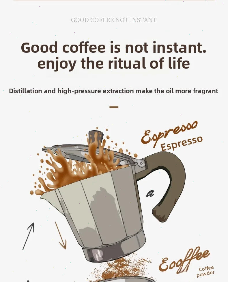 Pote moka de fundo redondo, válvula única, pequena cafeteira doméstica, conjunto de cafeteira expresso